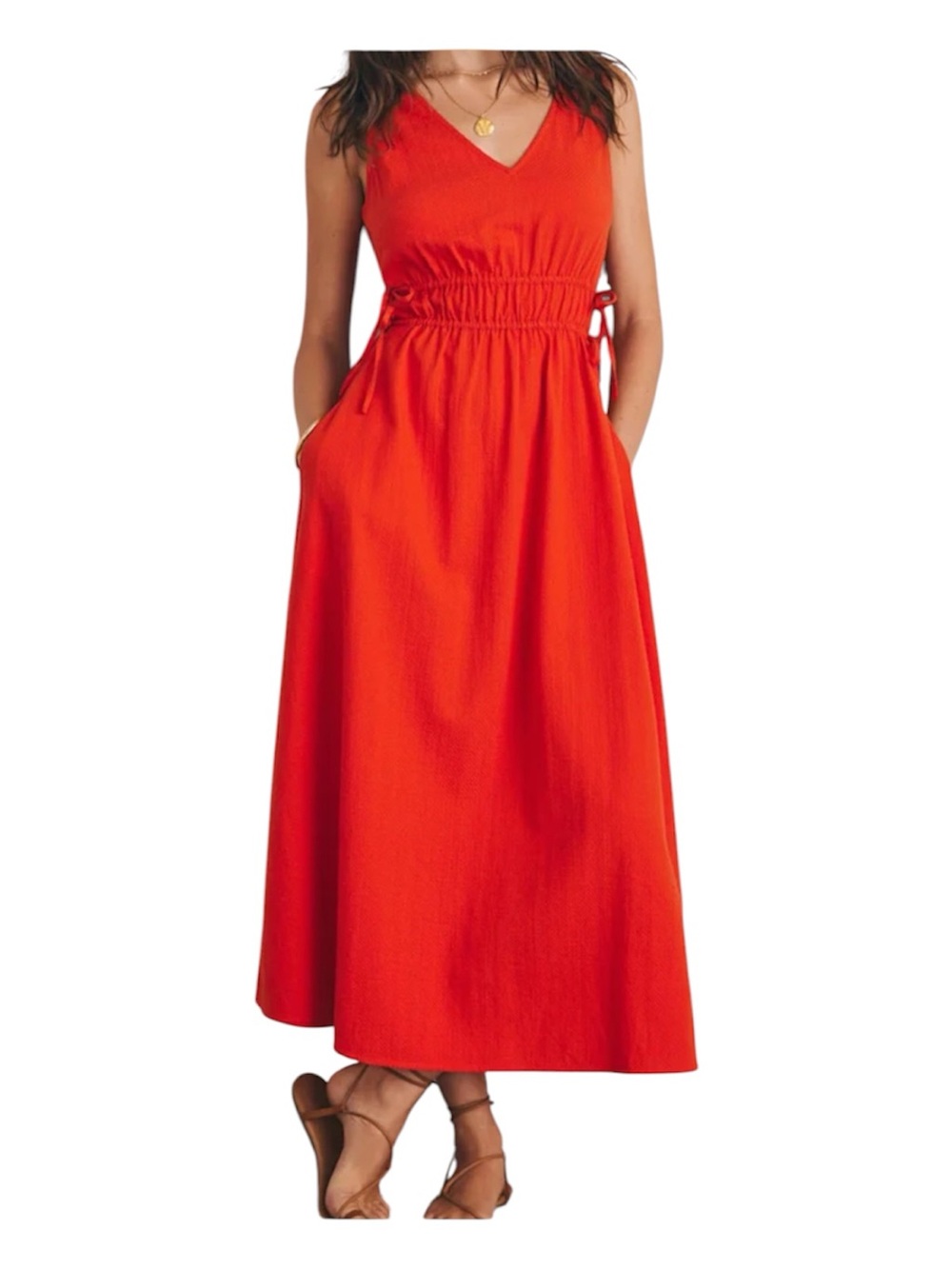 Faherty Sandbar Maxi Dress Poppy Red Size XL